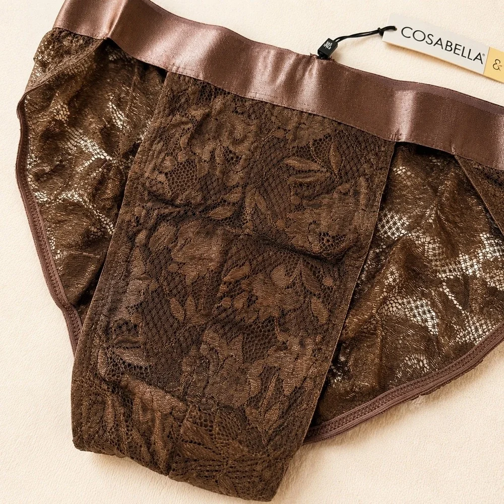 COSABELLA Never Say Never Men's Sports Brief Uno Brown Lace - Size M / NWT